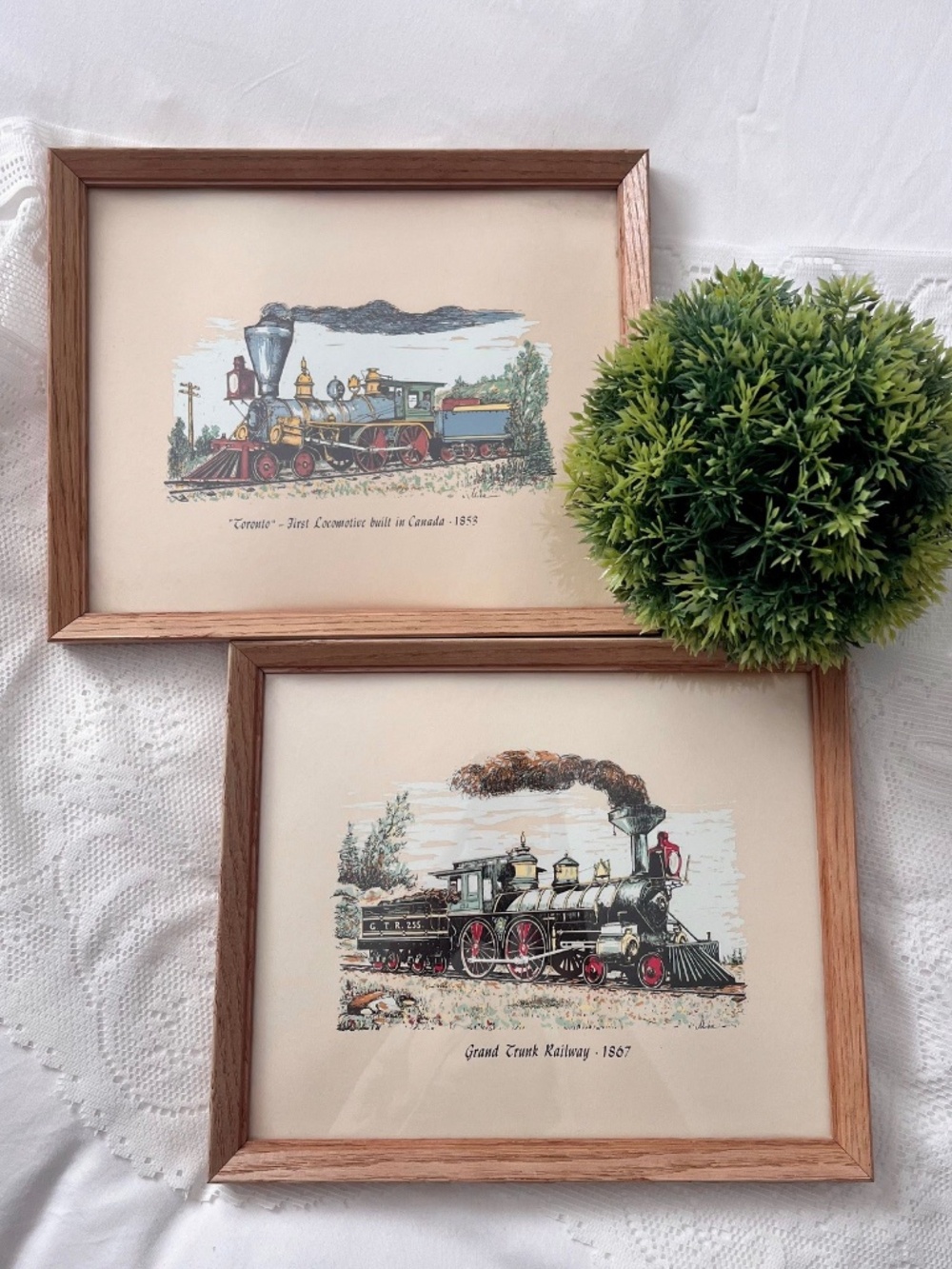 Vintage Framed Train Art, Boys Nursery Art, Grandpacore, Mancave Decor